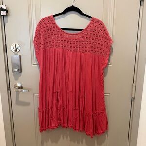 Free People Sunfest Crochet Tunic Dress‎ Dusty Pink Size XS